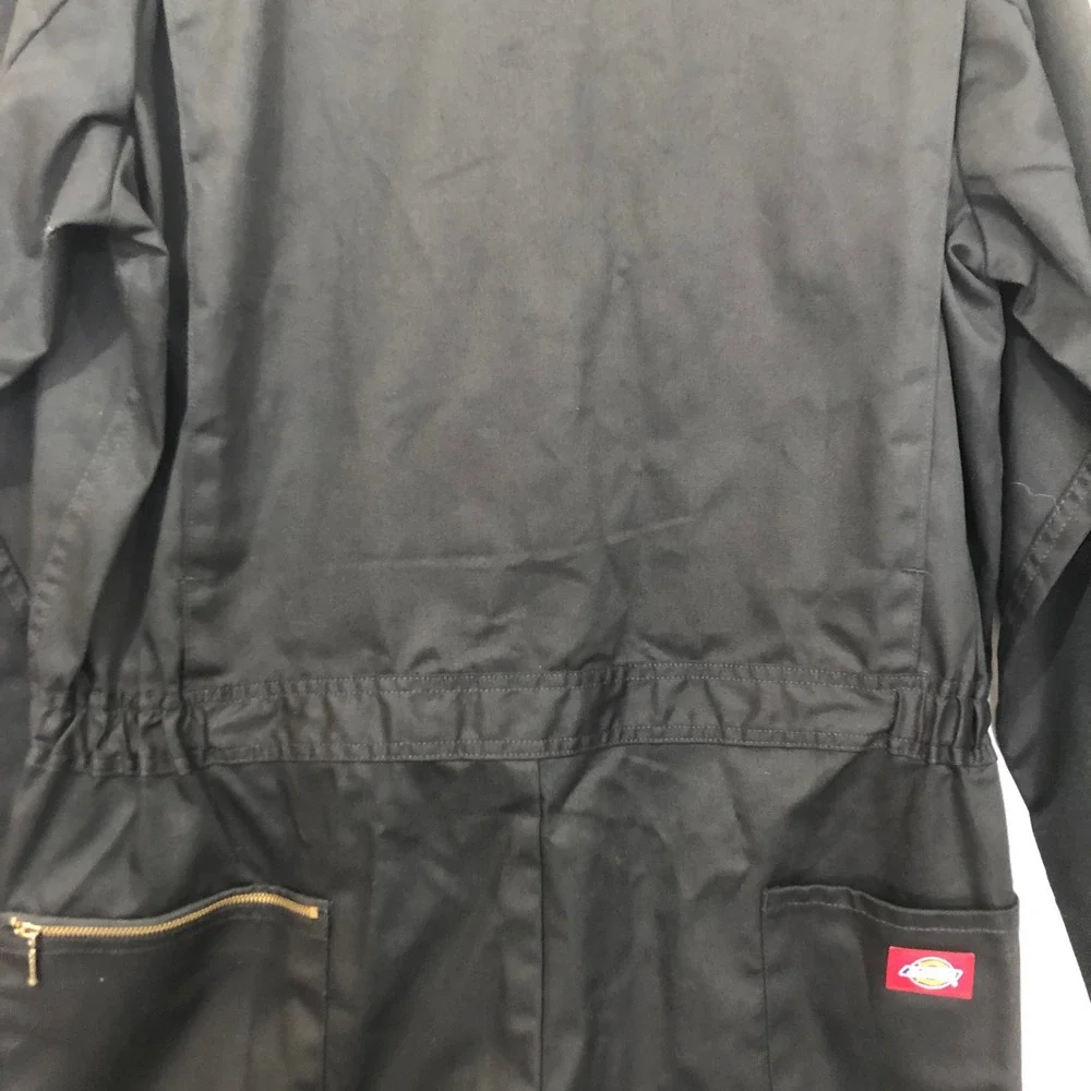 Dickies Black Coverall Jumpsuit Workwear Gold‎ Zipper Front Black L-Tall - Picture 15 of 16
